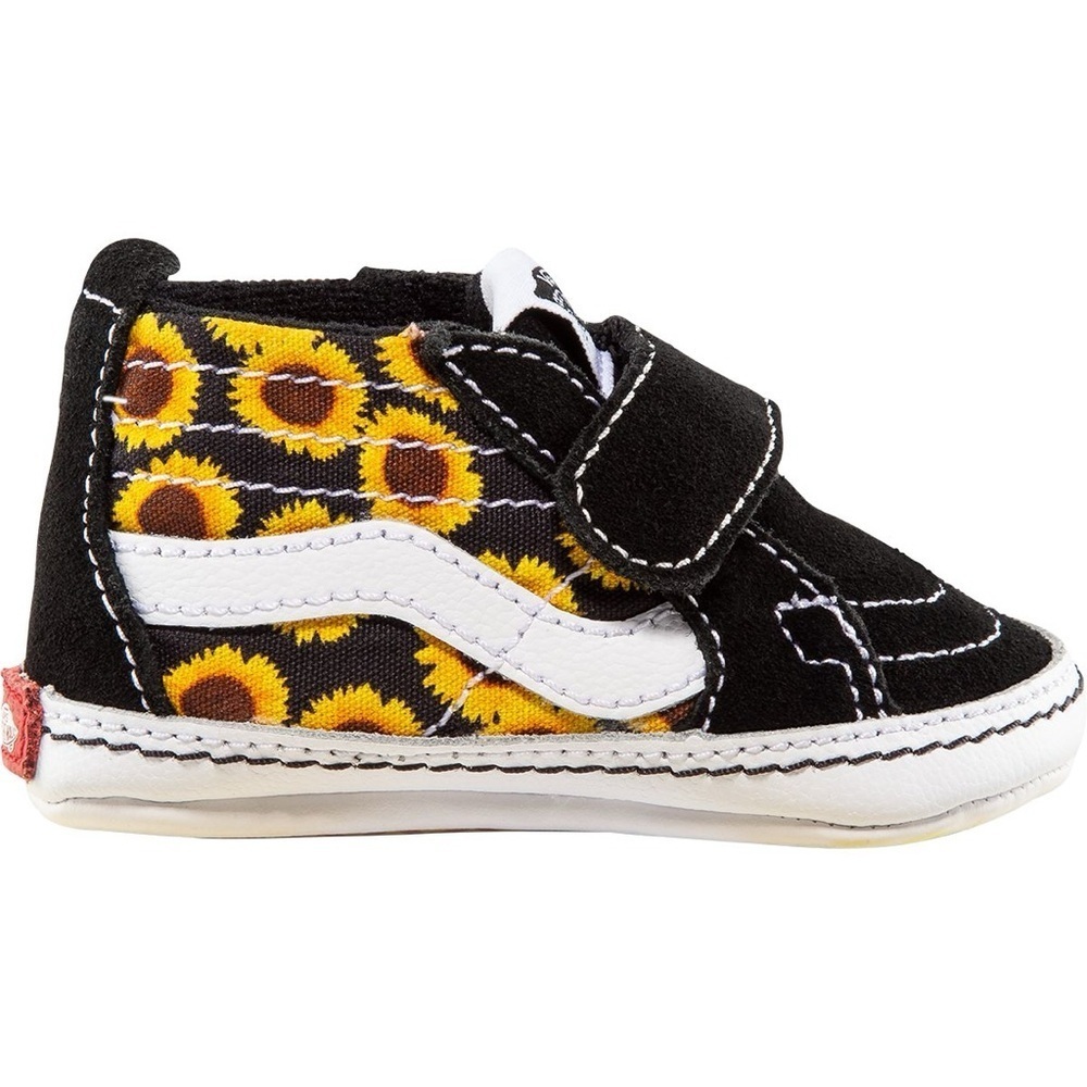 VANS Infant Baby SK8-Hi Crib Skate Shoes, Black with Sunflowers (Infant size 2)